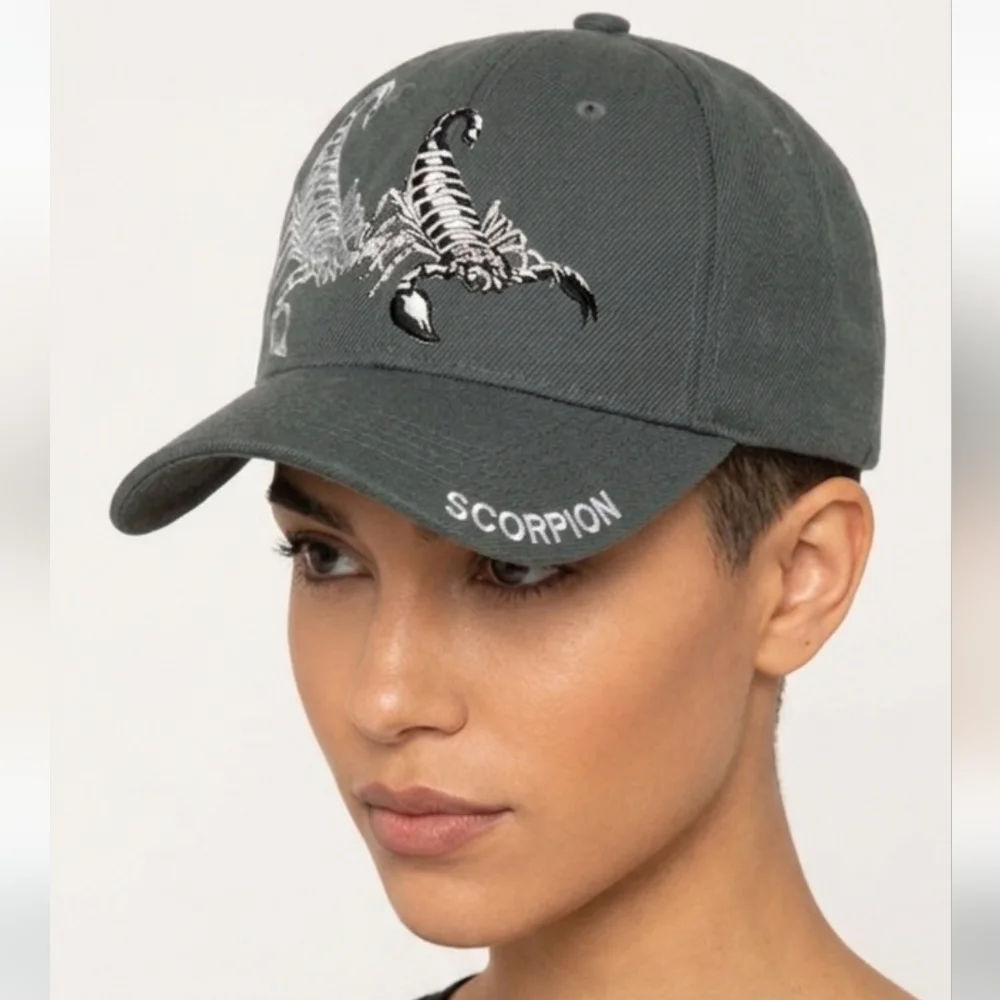 Blue Ocean Y2K Gray Scorpion Embroidered Baseball Cap Unisex